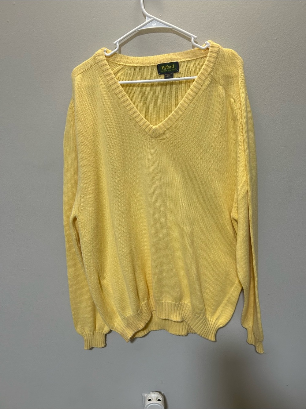 Byford Yellow V-Neck Sweater Lightweight Knit Size XXL 0263 B3